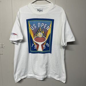 Vintage 1999 US Open Tennis USTA Event Made In USA Spotlight Tag White Men XL